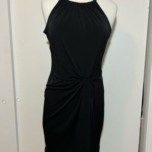 Michael Kors Elegant Black Chain Halter Dress w/ Ruching